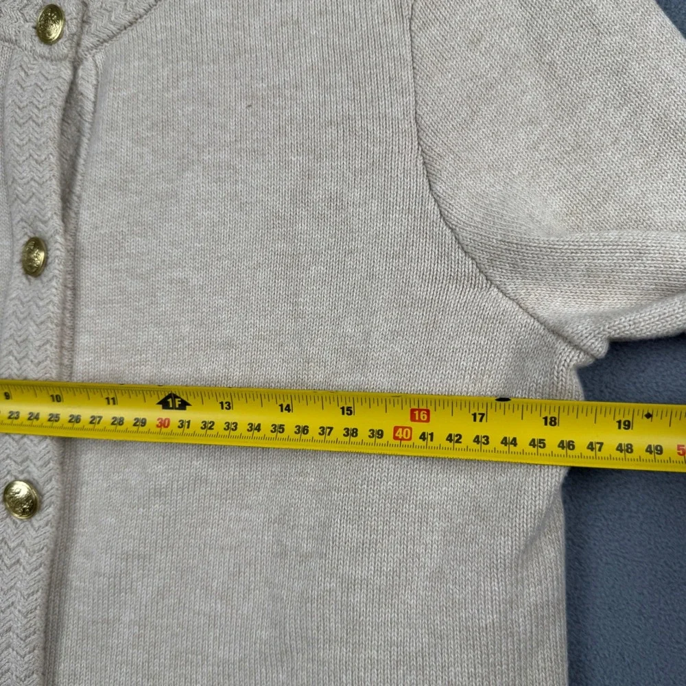 J.Crew Emilie Cardigan Sweater Beige Tan Gold Button Cotton Blend CG824 Womens M - Picture 5 of 8